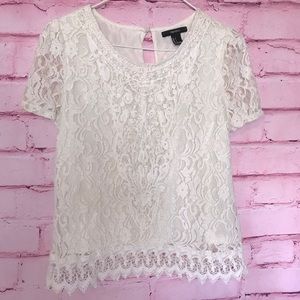 F21 Ivory Lace Top